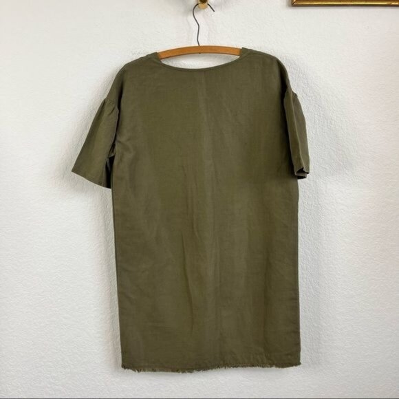 Ulla Johnson Marcelle Olive Cotton Twill Tunic Ruffle Dress - Picture 6 of 13
